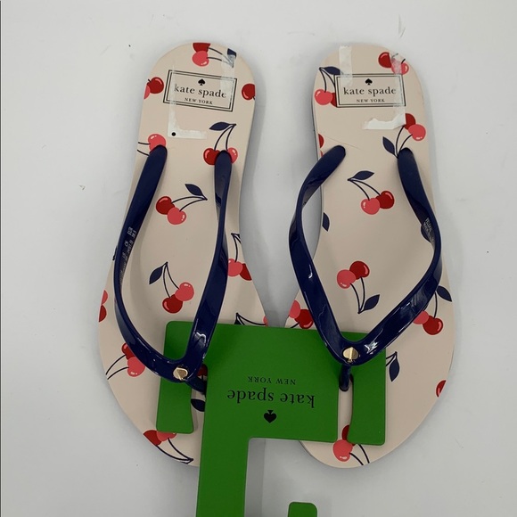 Kate Spade Feldon flipflop sandal slide thong flat shoe cherry navy blue new 8 - Picture 4 of 5